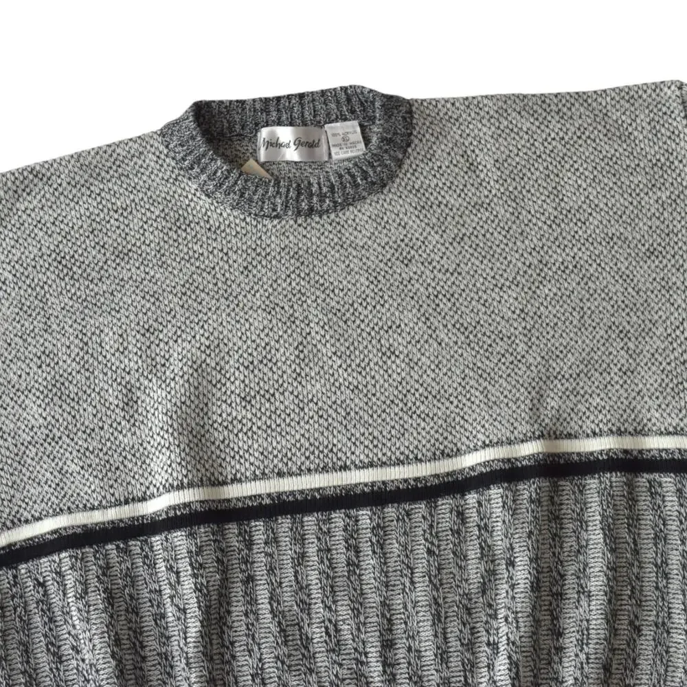 Vintage Michael Gerald Black & White Knit Sweater XL Deadstock